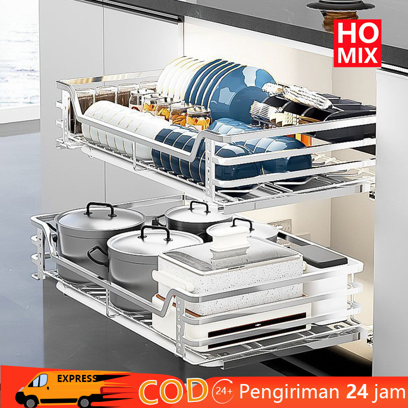 Jual HOMIX Rak Piring Stainless Steel Lemari Dapur Multifungsi Rak