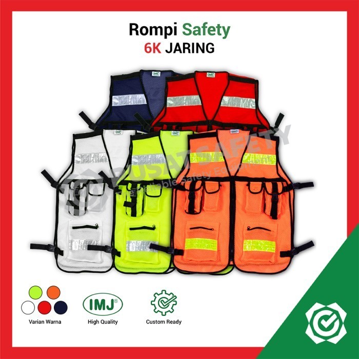 Jual Rompi Kerja Safety Jaring IMJ 6 Kantong Orange Shopee Indonesia