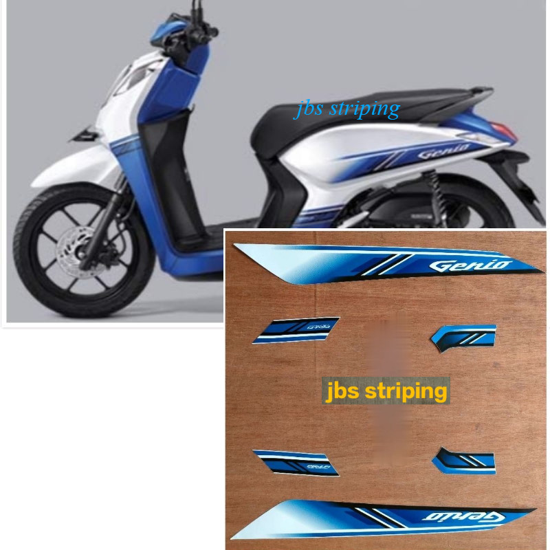 Jual Stiker Genio Striping Honda Genio ISS Putih Biru Tahun 2019 2020