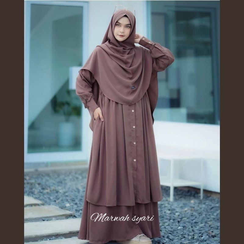 Jual Gamis Syari Umroh Haji Gamis Set Syari Putih Marwah Syari By