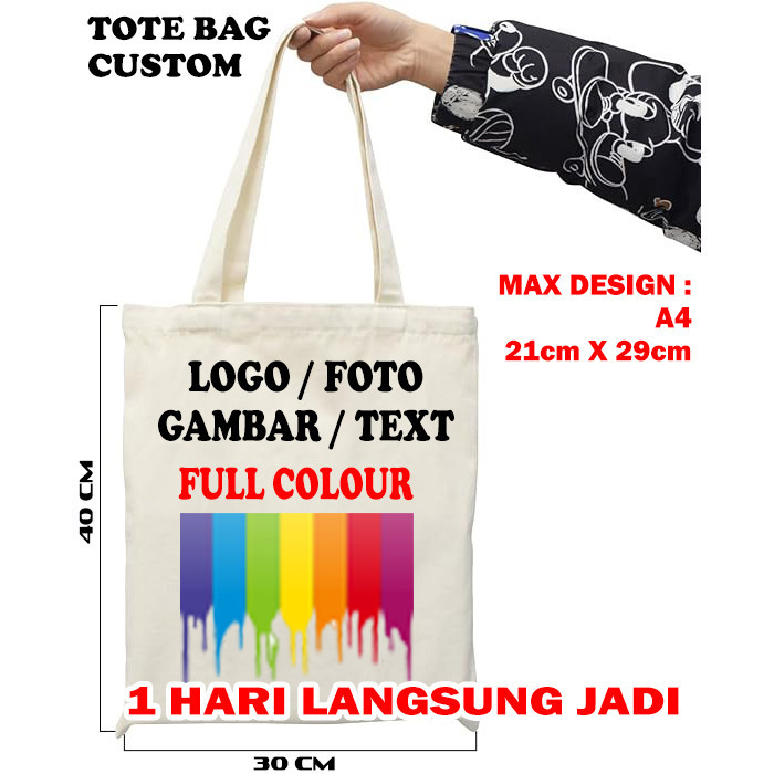 Jual Tas Tote Bag Tas Totebag Resleting Ukuran X Custom Sablon