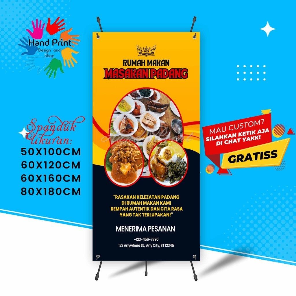 Jual Cetak Spanduk Banner Jualan Masakan Padang Rumah Makan Rendang MMT