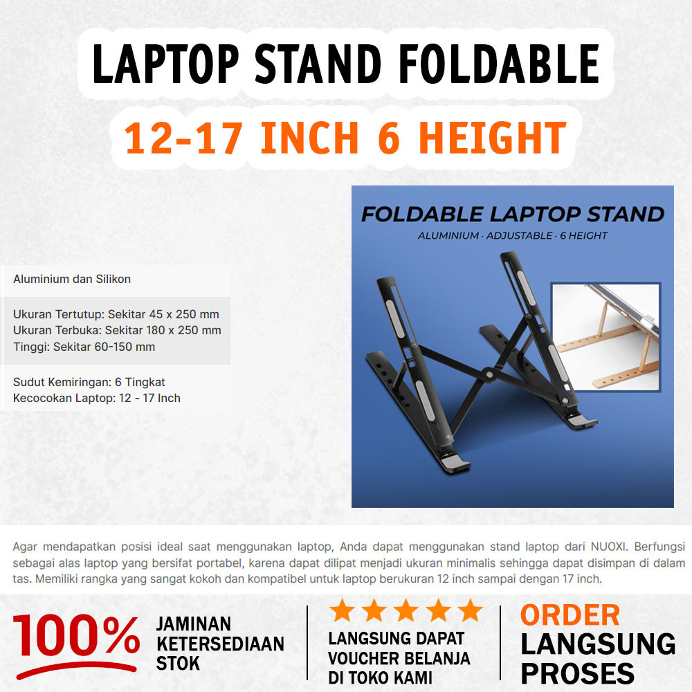 Jual Laptop Stand Aluminium Foldable Adjustable Height Tersedia