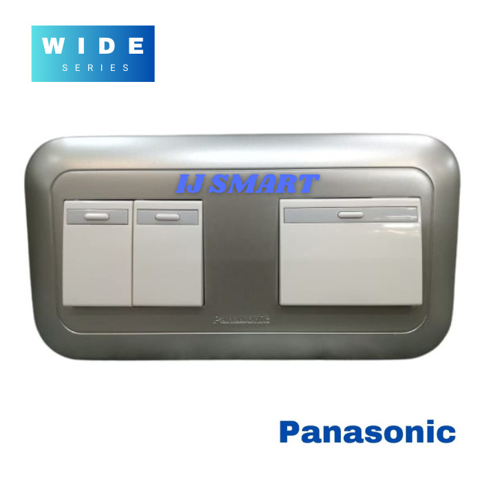 Jual Saklar 3 Gang Seri Engkel Singel Panasonic Wide Series Silver