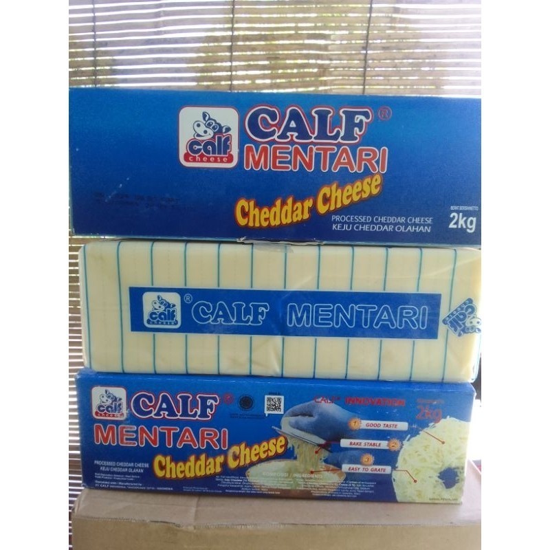 Jual E Keju Calf Mentari 2kg Cheddar Cheese Exp Okt 2024 Shopee