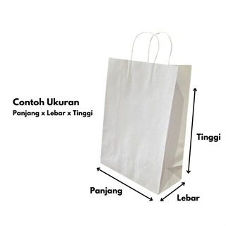 Jual Paper Bag Putih Polos Tas Tebal Souvenir Tali Kertas Kado Ulang