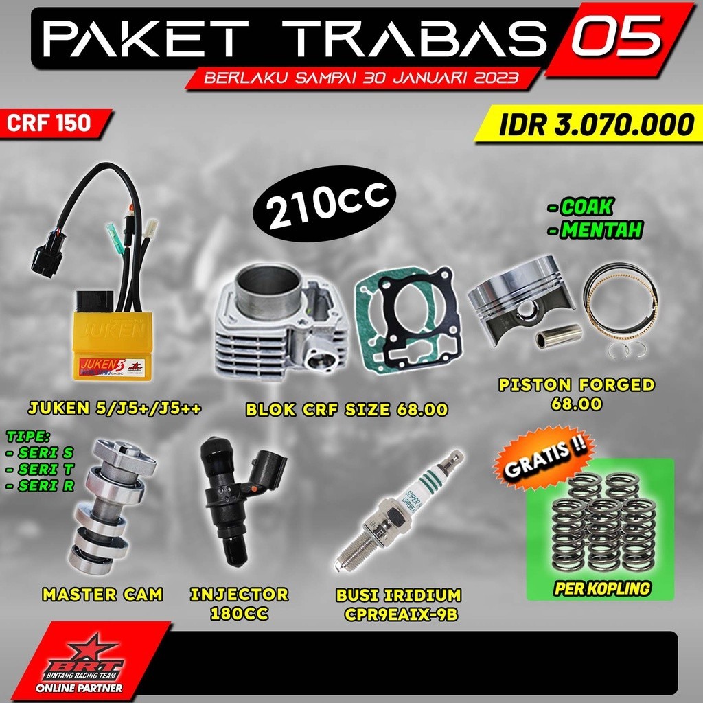 Jual PAKET TRABAS 5 CRF 150 VERZA BORE UP 210 CC BRT ECU JUKEN BLOK