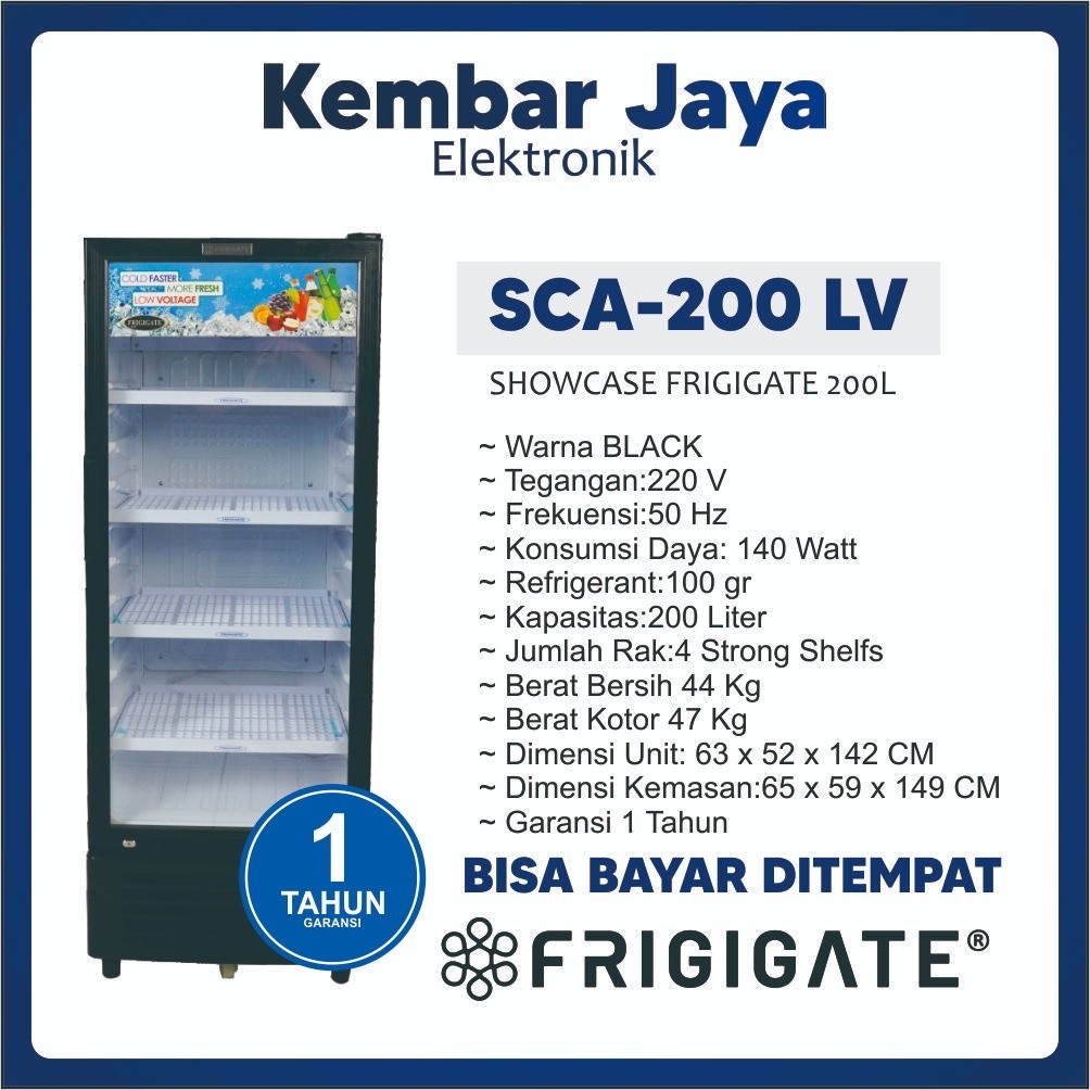 Jual SHOWCASE FRIGIGATE SCA 200 4rak Cooler Kulkas Kaca LOW Watt