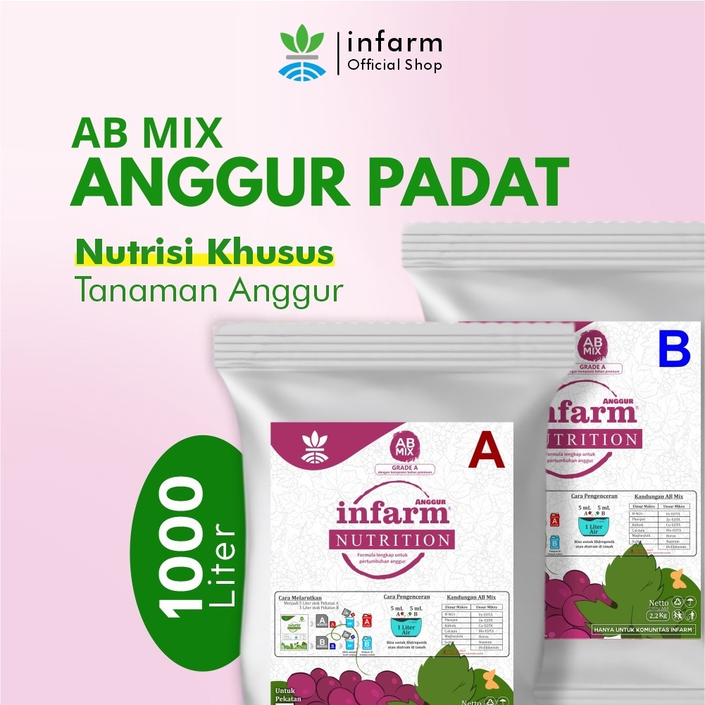 Jual INFARM Nutrisi AB Mix Besar Anggur Pupuk Konvensional Tanah Dan