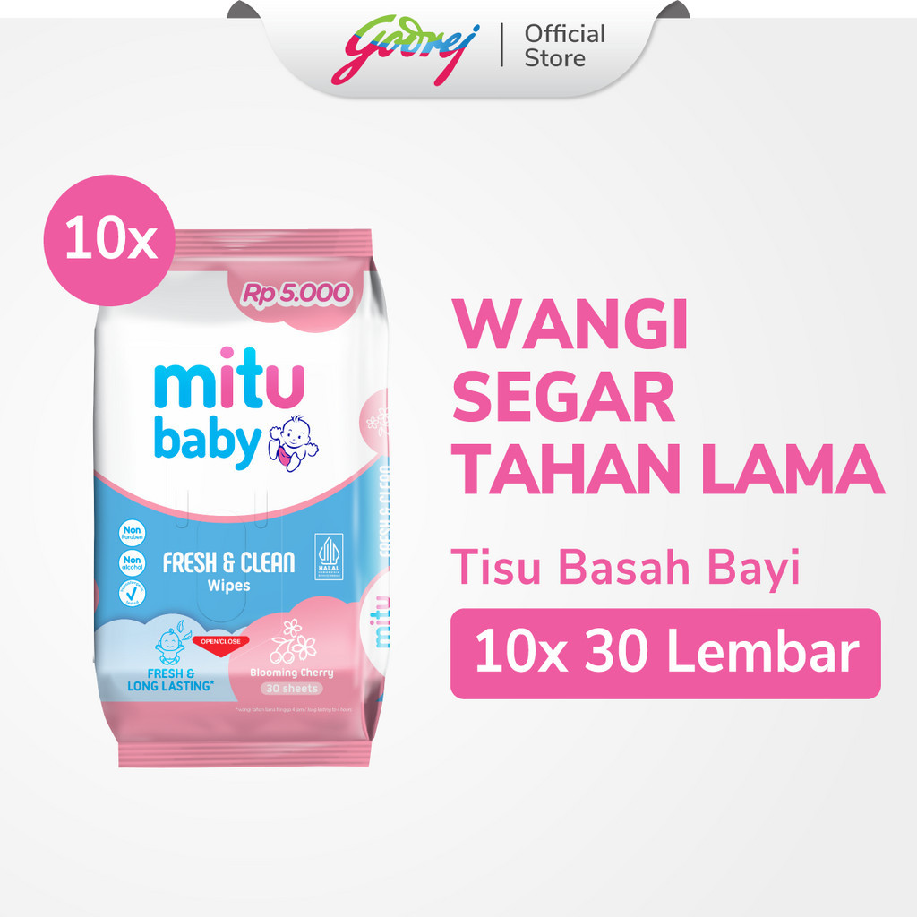 Jual Mitu Baby Tisu Basah Fresh Clean Wipes Blooming Cherry S X