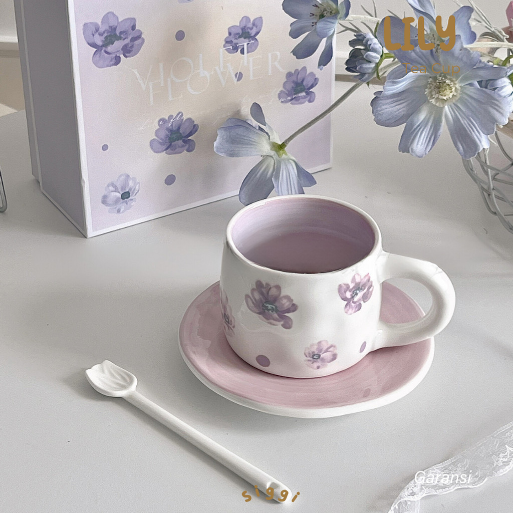 Jual Siggi Lily Aesthetic Korean Cup Spoon Aesthetic Mug