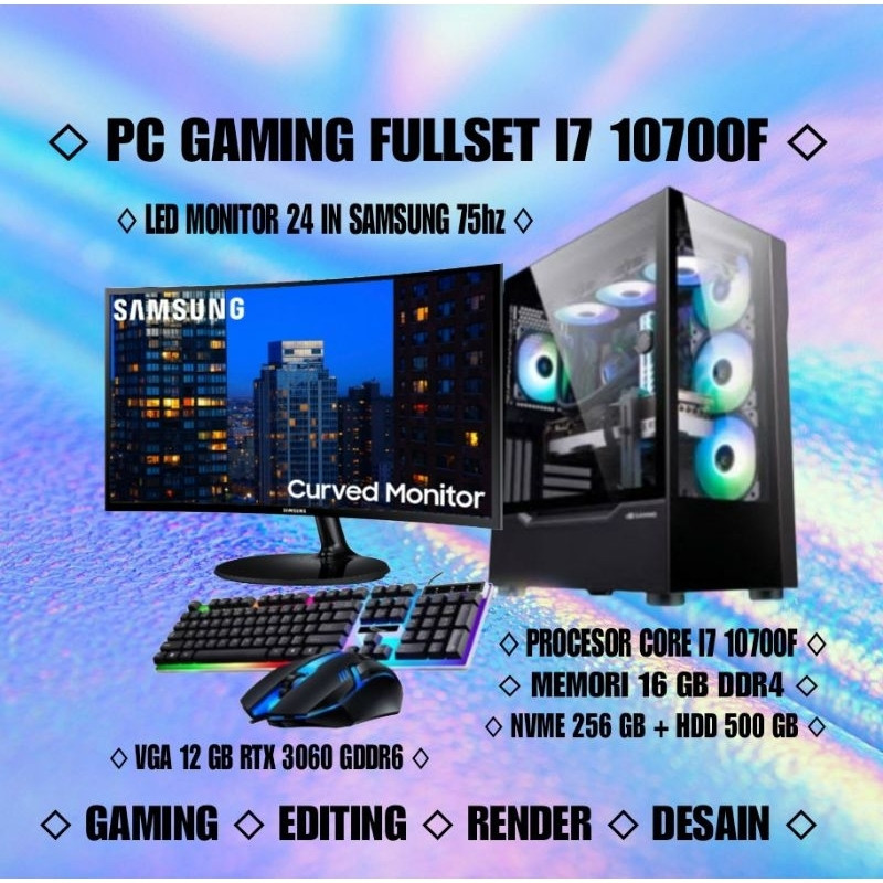 Jual PC GAMING FULLSET CORE I7 10700F RAM 16 GB NVME 256 GB VGA 12 GB