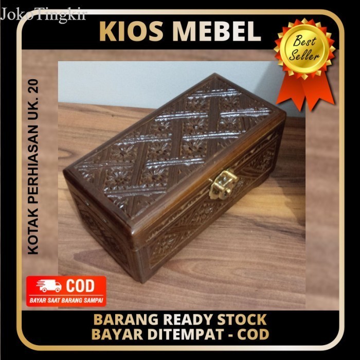 Jual KOTAK PERHIASAN UK 20 UKIR KAYU JATI BOX SESERAHAN MEWAH Murah