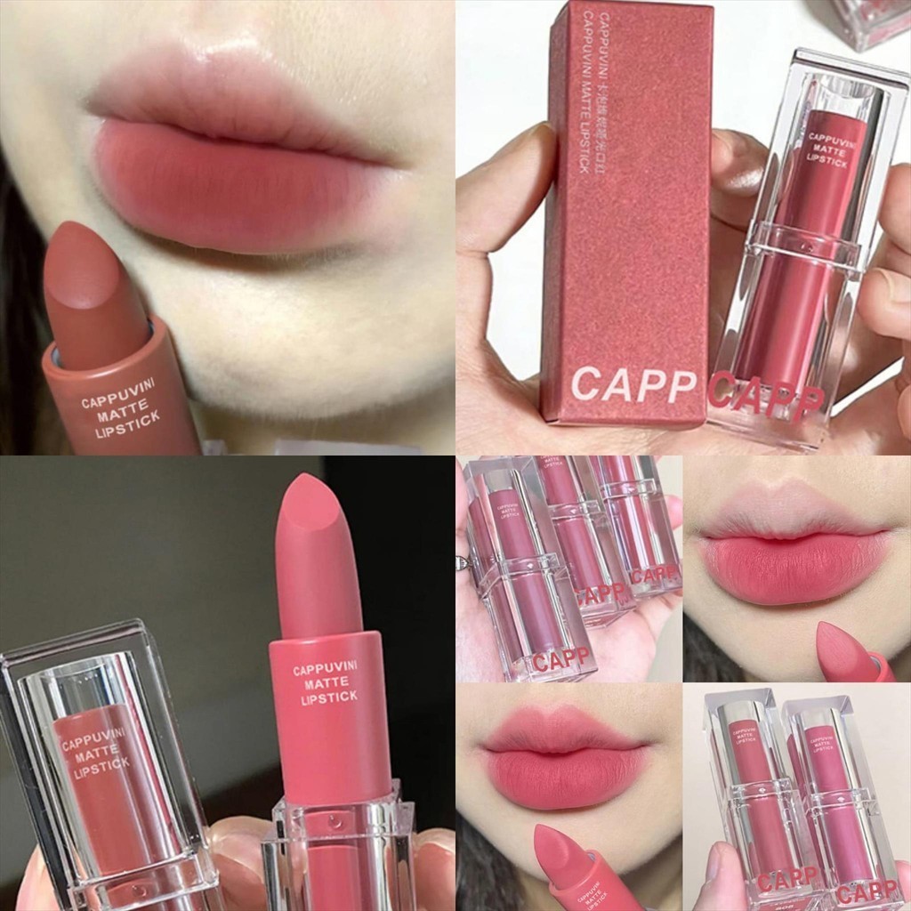 Jual Cappuvini Matte Lipstick Nude Pink Moisturizing Lipstick Lip Cream