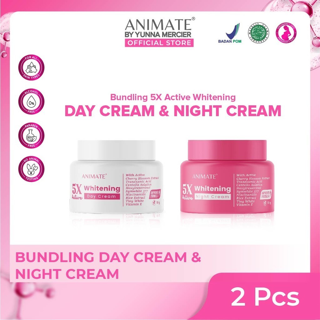 Jual Bundling Animate 5x Active Whitening Day Cream Night Cream