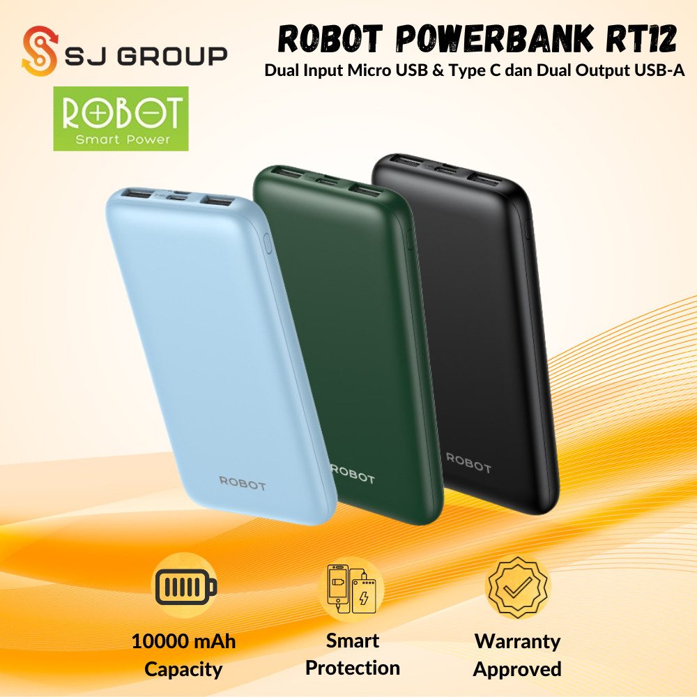 Jual ROBOT RT12 PowerBank 10000mAh Dual Input Output Port Type C Micro