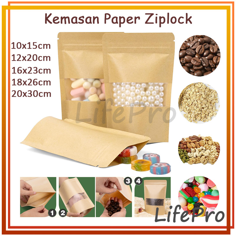 Jual Kemasan Paper Ziplock Standing Pouch Craft Non Windows Warna