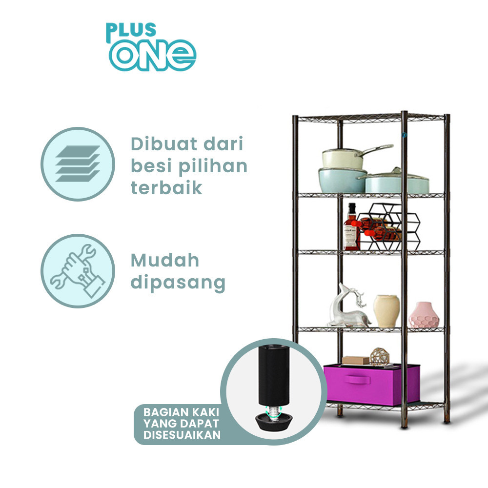 Jual Plus One Lv Rak Penyimpanan Susun 4 Tingkat Besi Rack Dapur Kamar