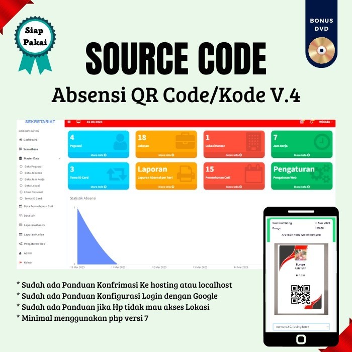 Jual Source Code Sistem Informasi Absensi QR Code V4 Aplikasi Absen