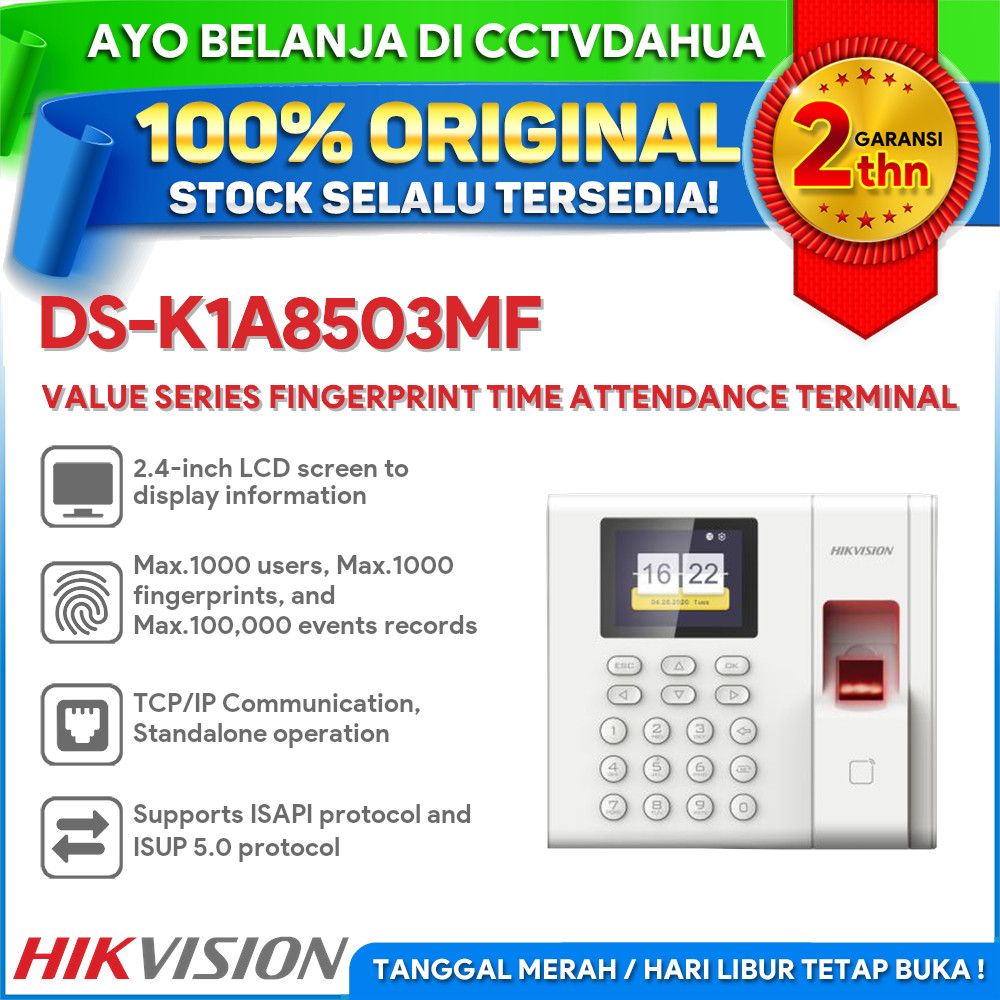 Jual Hikvision Ds K A Mf Value Fingerprint Time Attendance Terminal