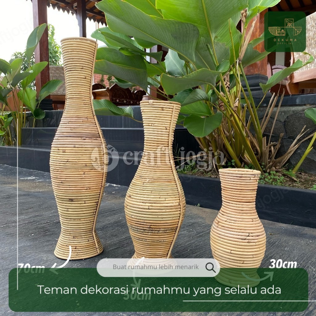 Jual PROMO EKSKLUSIF Vas Bunga Rotan Atau Guci Rotan Tempat Bunga