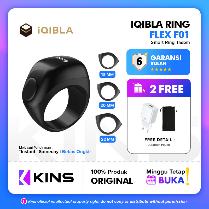 Jual Cod IQibla Zikr Smart Ring Flex F01 Lite Cincin Tasbih Digital