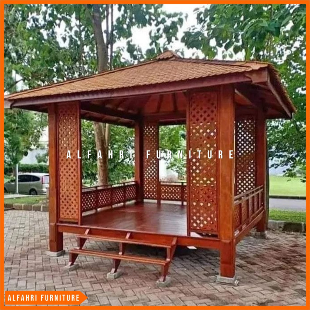 Jual PROMO AWAL BULAN Gazebo Mushola Kayu Minimalis 3x3 Meter Ornamen