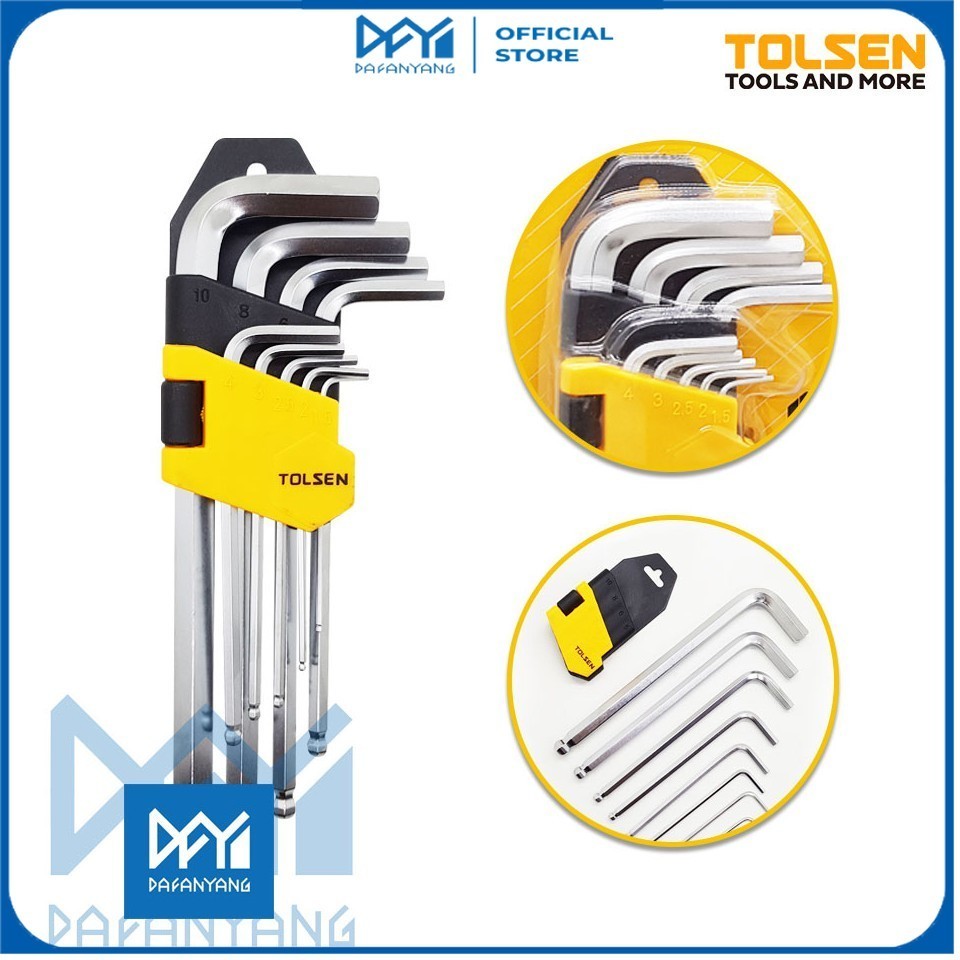 Jual TOLSEN 9Pcs Ball Point Long Arm Hex Key Set 20053 Kunci L Set