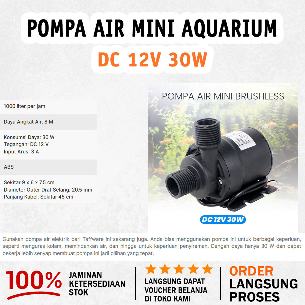 Jual Pompa Air Mini Brushless Aquarium DC 12V 30W Fitur Lengkap