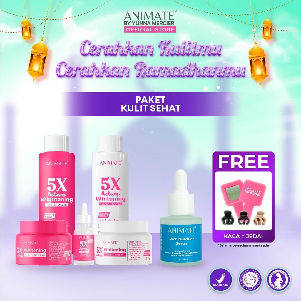 Jual Free Kaca Jedai Paket Kulit Sehat Animate X Active Whitening