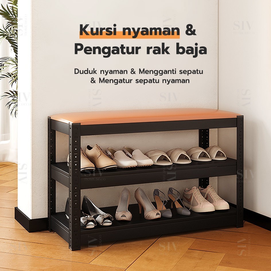 Jual Rak Sepatu Duduk Sofa Lemari Sepatu Besi 2 Susun Bangku Rak Sepatu