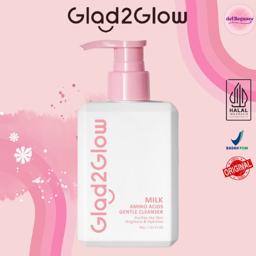 Jual Glad2Glow Milk Amino Acid Gentle Cleanser Face Wash 80ml Sabun