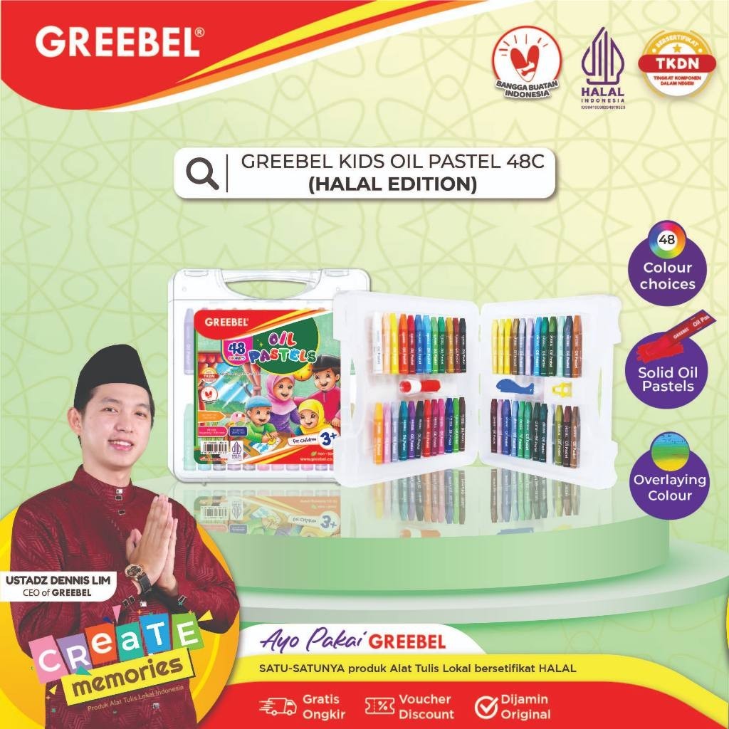 Jual GREEBEL Crayon 48 Warna HALAL EDITION Oil Pastel Greebel 48