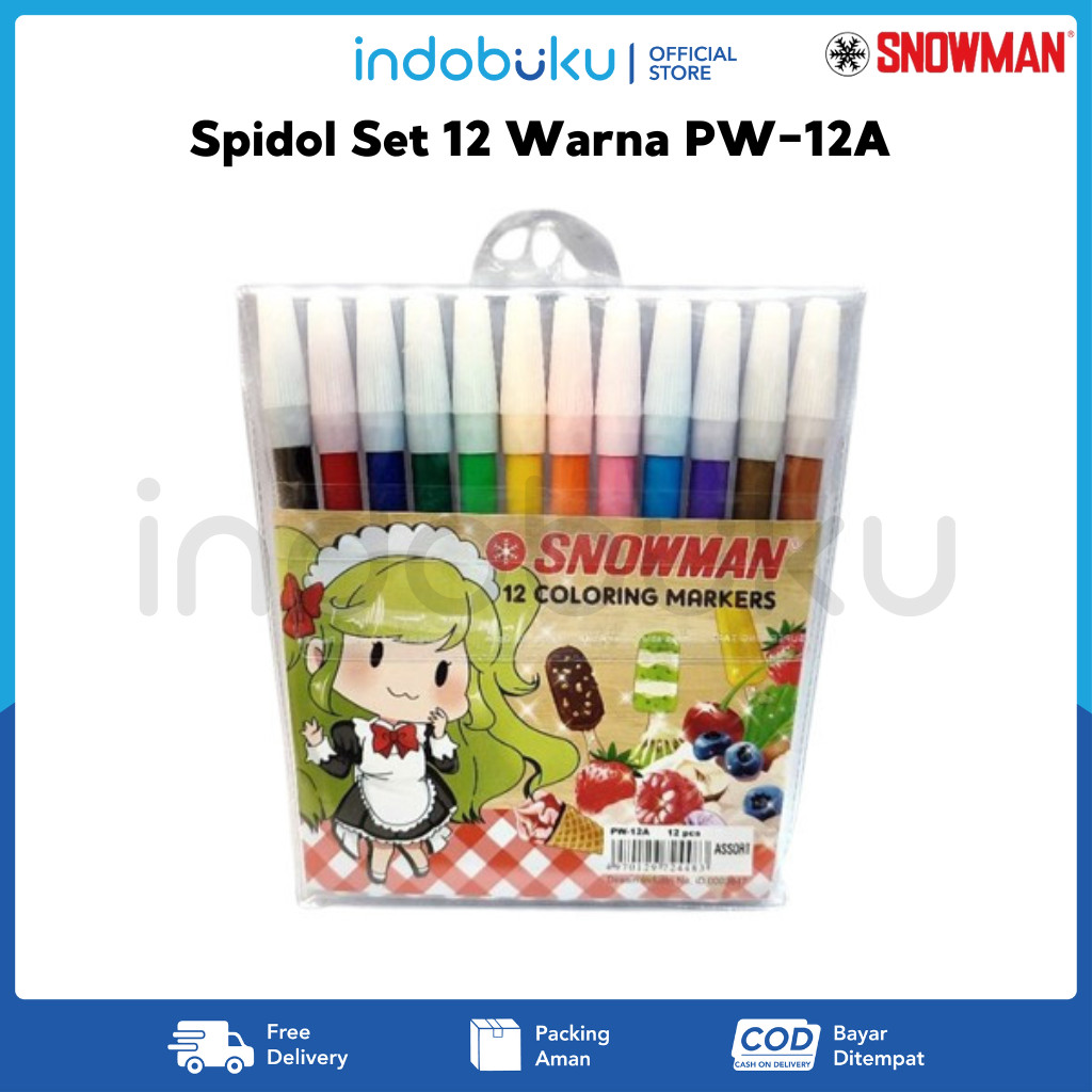 Jual Spidol Set 12 Warna Snowman PW 12A 1 Pack Isi 12pcs Shopee