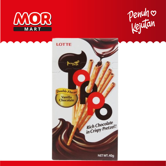 Jual LOTTE Toppo Vanilla Chocolate Stik Biskuit Coklat 40gr Shopee