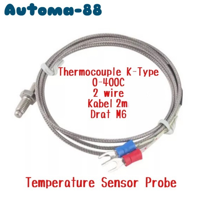 Jual Thermocouple Termokopel Type K Kabel 2M Drat M6 Kabel 2 Meter