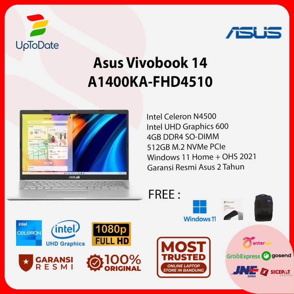 Jual Asus Vivobook A Ka Fhd Intel N Gb Gb W Ohs