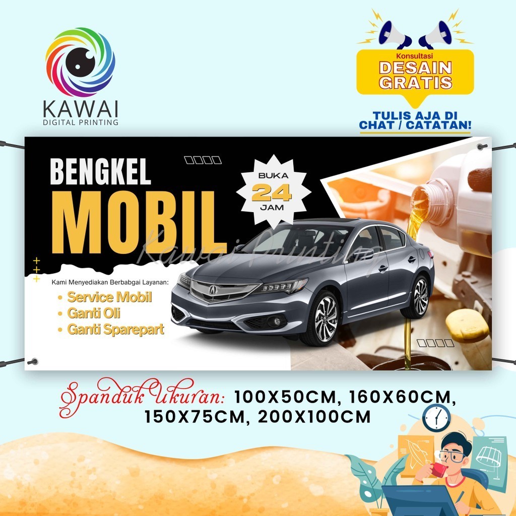 Jual Spanduk Banner Mmt Bengkel Home Garage Perbaiki Sevice Mobil Bisa