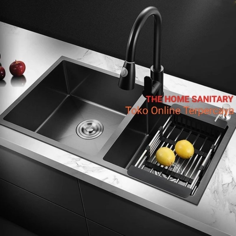 Jual Paket Lengkap Kitchen Sink Jkm Black Paket Kran Tarik