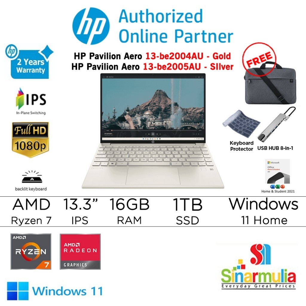 Jual Laptop Hp Pavilion Aero Be Au Au Ryzen U Tb Ssd