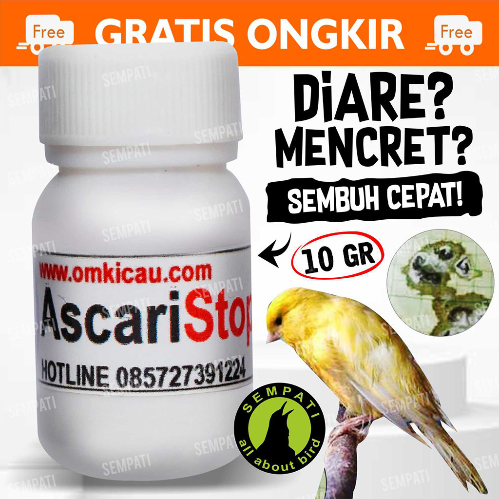 Jual ASCARI STOP OM KICAU OBAT BURUNG SAKIT CACINGAN INFEKSI PENCERNAAN