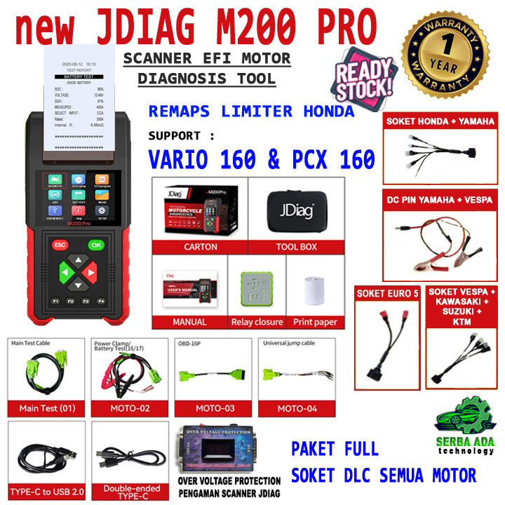 Jual NEW JDiag M200 PRO Bisa Remaps Motor Scanner Function Diagnostic