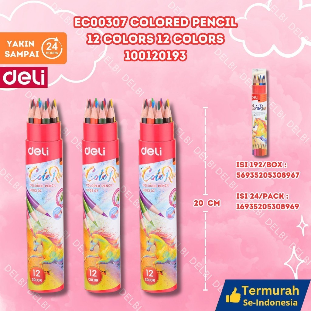 Jual Deli Pensil Warna Warna Dengan Bonus Rautan Pensil Pada