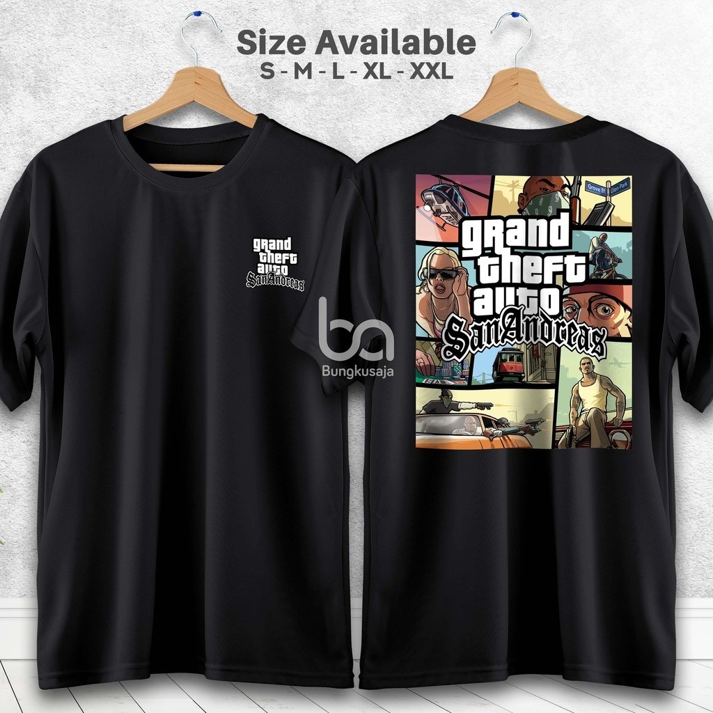 Jual Kaos GTA Grand Theft Auto San Andreas Tshirt Game Gaming Gamers