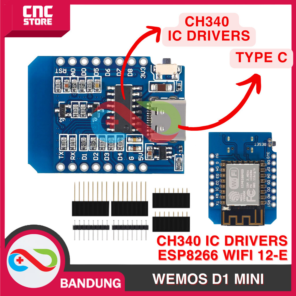 Jual WEMOS D1 MINI ESP8266 TYPE C 4MB LUA WIFI IOT INTERNET MCU MINI