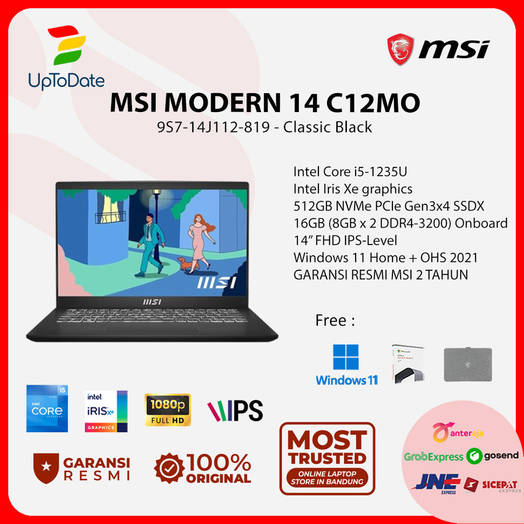 Jual MSI MODERN 14 C12MO 9S7 14J112 819 CORE I5 1235U 16GB 512GB W11