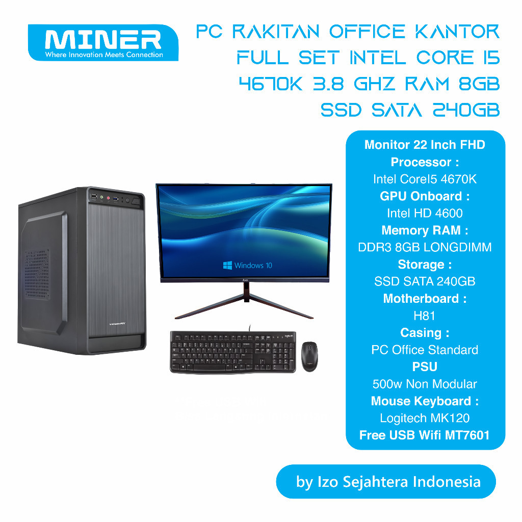 Jual PC Rakitan Full Set Intel I5 3570K SSD 256Gb Ram 8Gb Untuk Kantor