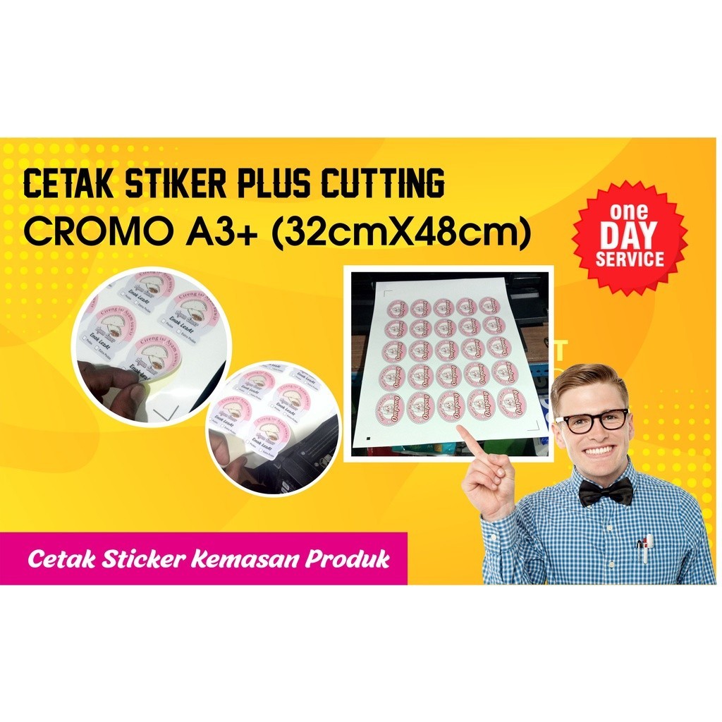 Jual Cetak Stiker Label Produk Chromo Cutting Sesuai Pola Sticker