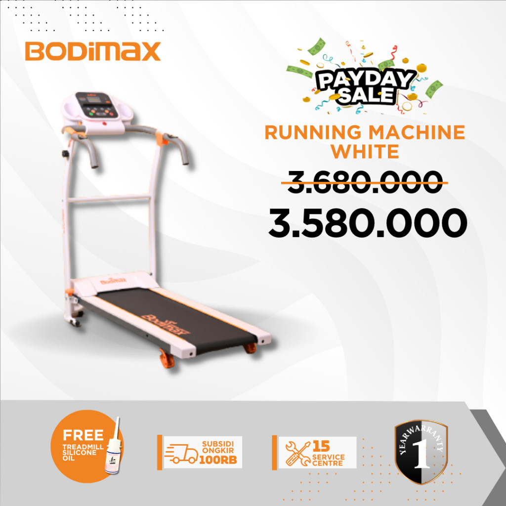 Jual Bodimax New Running Machine Putih Treadmill Alat Olahraga