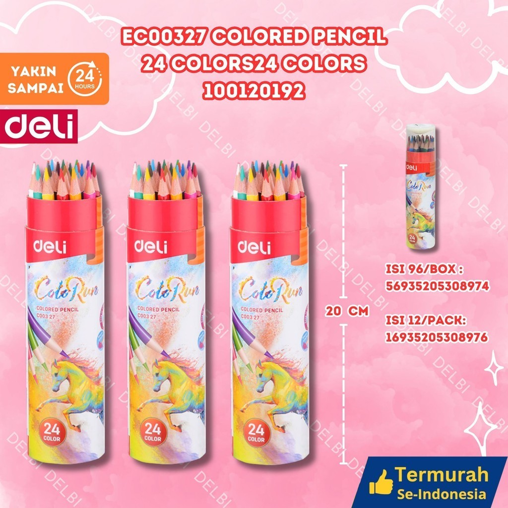 Jual Deli Pensil Warna 12 24 36 Warna Dengan Bonus Rautan Pensil Pada